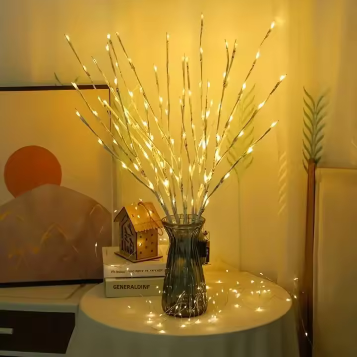 Rama De Birch Blanca Con 20 Luces LED Operadas Por Batería Decoración Para Hogar Y Dormitorio Arbolado Iluminado De Will O' the Wisp - 1