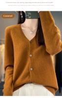 Suéter De Punto De Lana Merino 100% Para Mujer Cuello V Otoño Invierno Estilo Coreano Versátil Moda Oficina Regular Cierre Único Manga Larga - details 15