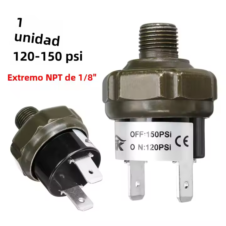 Interruptor De Presión Para Compresor De Aire 70-100/120-150PSI 1/8" NPT 12V/24V Para Bocina De Tren Equipamiento Eléctrico Para Compresores DC 12V/24V - 1