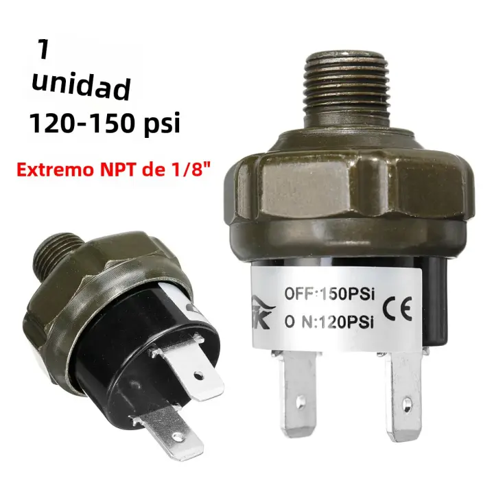 Interruptor De Presión Para Compresor De Aire 70-100/120-150PSI 1/8" NPT 12V/24V Para Bocina De Tren Equipamiento Eléctrico Para Compresores DC 12V/24V - 1