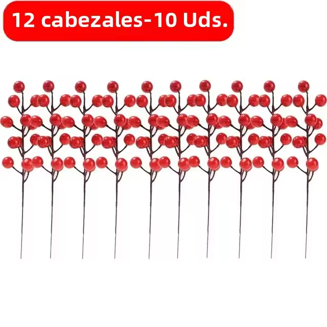 50/5 Pcs Ramas De Bayas Rojas Artificiales 12 Cabezas Decoración De Navidad Falsa Planta Holly Bayas Bouquet DIY Wreath Árbol De Navidad - 1
