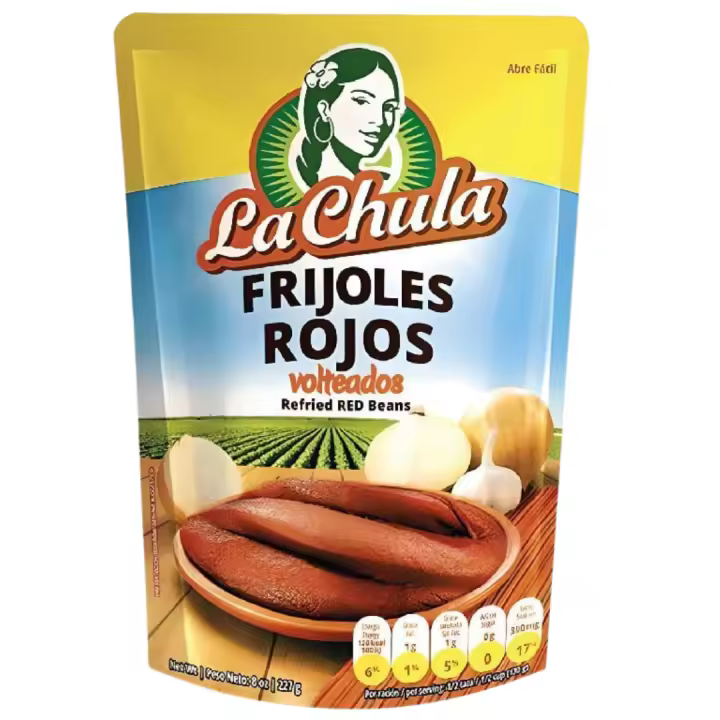 MARCA LA CHULA  FRIJOL VOLTEADO ROJO 14OZ- FRIJOL VOLTEADO NEGRO 14OZ DELICIOSO ACOMPAÑANTE - 1