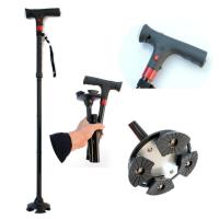 Bastón Plegable Multifuncional Con Luz LED Inteligente Y Alarma Antideslizante Para Ancianos Para Senderismo Ajustable En Longitud - details 9