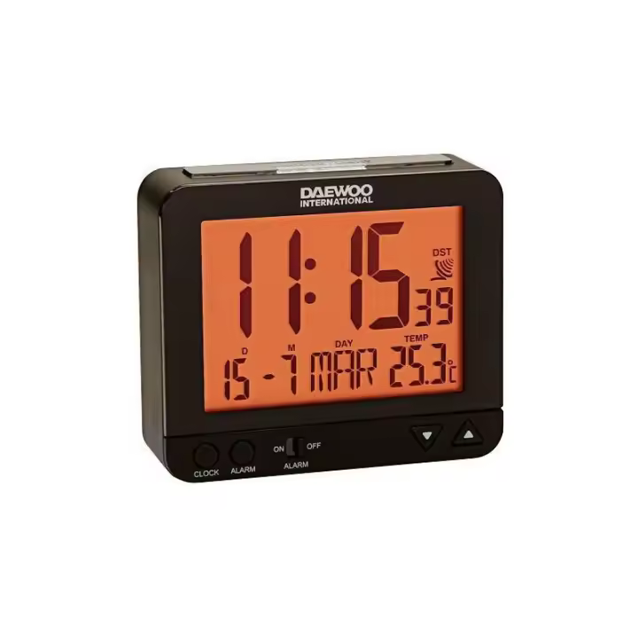 RELOJ DESPERTADOR  DAEWOO DCD-200B / LCD / REPETICIÓN DE ALARMA / COLOR NEGRO - 1