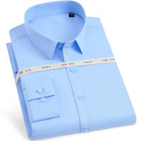 Camisa Social Para Hombre De Calidad Alta Anti-Arrugas Con Cuello En V Y Botones Larga Manga Para Oficina Y Negocios Blanco Ajustada - details 8