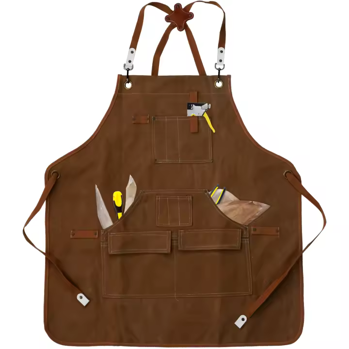 Aguas Resistentes Delantal De Lona Unisex Para Trabajo Con Bolsillos Para Herramientas Duradero Ajustable Con Correas Cruzadas Para Hogar Y Taller - 1