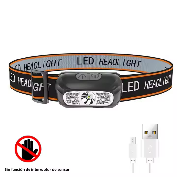Linterna Frontal LED Mini Con Batería Integrada Recargable Por USB Para Camping Pesca Y Actividades Al Aire Libre Luz De Búsqueda Impermeable - 1