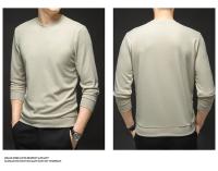 Camiseta De Manga Larga Para Hombre De Otoño Primavera Estilo Casual Sólido Calidad Superior Tops Básicos Clásicos Para Hombres - details 4
