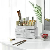 Organizador de maquillaje de acrílico blanco, con 4 cajones, para baño o dormitorio, ideal para pintalabios, joyas y esmalte de uñas - details 2