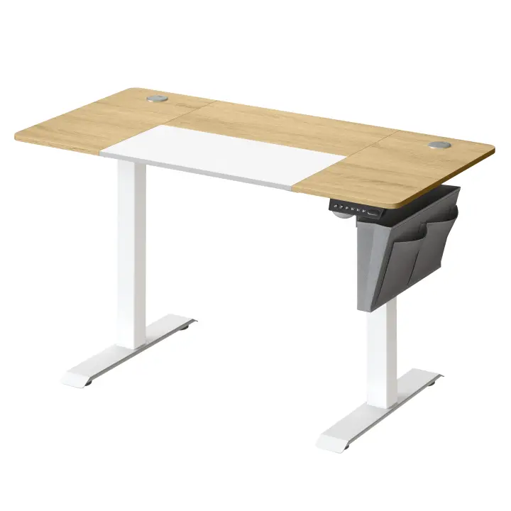 SONGMICS Escritorio Eléctrico, 60 x 120 x (72-120) cm, Ajustable sin Escalonamiento, Memoria con 4 Alturas, Tablero Empalmado, Amarillo Paja y Blanco Clásico/Blanco Simple y Beige/Blanco Clásico y Gris Paloma/Marrón Rústico y Negro Simple - 1