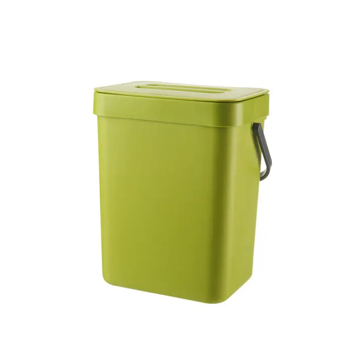 Cesta De Basura De Cocina Y Baño Colgante Y Montada En La Pared Rectangular Ecológica De Plástico 3/5L Contenedor De Escritorio - 1