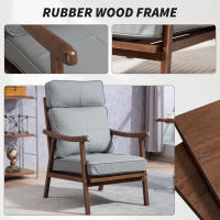 HOMCOM Butaca de Salón Sillón de Salón Tapizado en PU con Marco de Madera Cojines Acolchados Gruesos Respaldo Alto Carga 150 kg Sillón Lectura para Sala de Estar Dormitorio - details 2