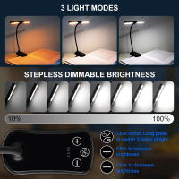 Luz De Lectura LED Dual Con 14 Luces Y Control Táctil De 3 Colores Y 8 Niveles De Brillo Recargable Por USB Luz Nocturna Para Ojos Cuidado Clip En Libro/Mesa Regalo Para Mujer Hombre Niños - details 9