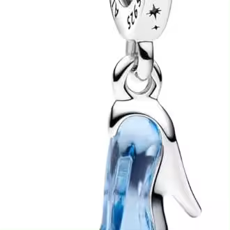 Pandora Disney Colgante con diseño de zapato de Cenicienta en plata de ley con elegantes circonitas cúbicas de color azul claro y cristal azul eterno，Incluye Caja Original - 1