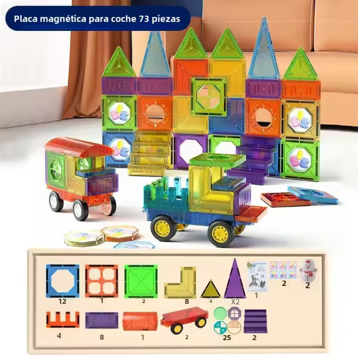 Juguetes De Bloques De Construcción Magnéticos Para Coche Juego Educativo De Modelos Para Niños Puzzle Assembleable Regalo Para Niños - 1
