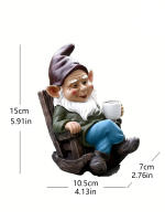 1pc Silla De Rocking De Resina Con Gnome Decoración Para Jardín Exterior Patio Delegada Bebida Té Relajante Adorno De Escultura De Jardín - details 0