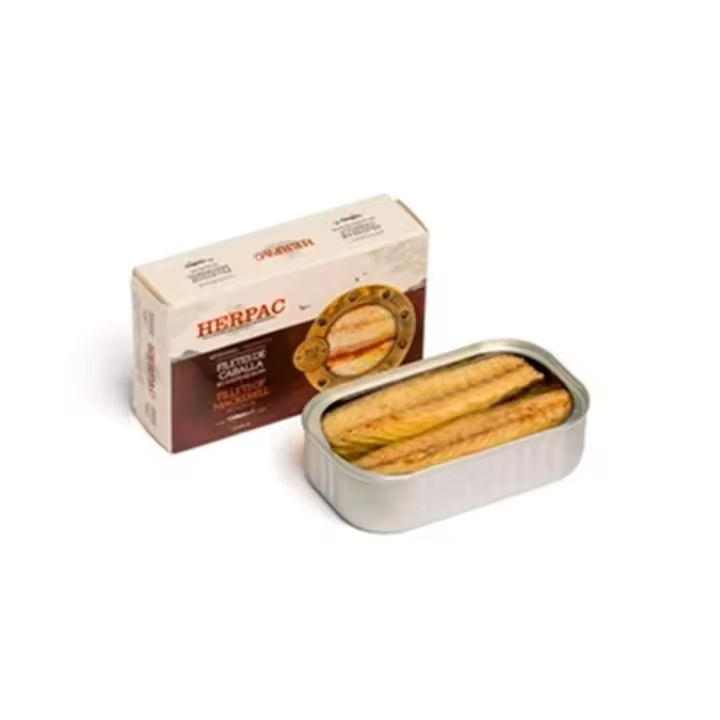 Salazones HERPAC HERPAC - Filetes de caballa artesanales en aceite de oliva - Fuente de Omega 3 - 1