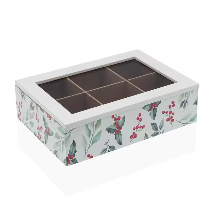 Caja para Infusiones Versa Acebo Madera 17 x 7 x 24 cm - 1