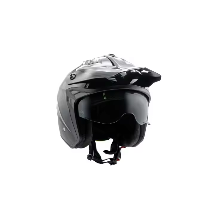Casco Jet Trial Unik SunVisor Pluton Negro Brillo 2206 - 1
