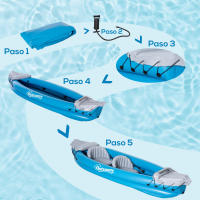 Outsunny Kayak Hinchable para 2 Personas Kayak Inflable Individual de PVC con 2 Asientos 2 Remos Bomba y Kit de Reparación 330x105x50 cm Azul - details 4