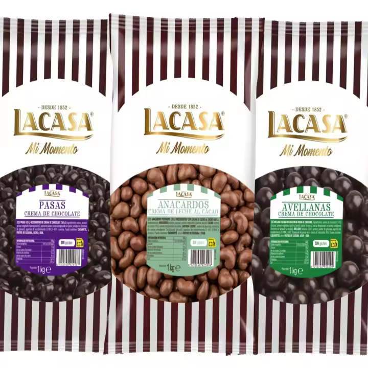 Lacasa Pack 3kg de bolas: Pasas de Corinto con chocolate Negro,Anacardo leche,Avellana con chocolate Negro - 1