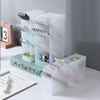 Organizador De Escritorio Para Lápices Y Maquillaje Tipo Inserción Oblicua Caja De Almacenamiento Para Pinceles Y Suministros De Oficina Material PP - details 3
