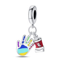 Tablero De Dibujo De Pigmento De Plata 925 Serie De Arte Figuras Famosas Charms De Cuentas Para Pulseras De 3mm Hechas a Medida Joyería Finos - details 27