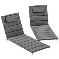 Outsunny Pack 2 Cojines para Tumbonas Plegables Colchonetas para Tumbonas de Jardín Exterior 203x66x3 cm con Reposacabezas y Correas de Sujeción - details 0