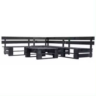 VIDAXL 277420 set de muebles de palés para jardín de 4 piezas fabricado en madera de pino en color negro - 1