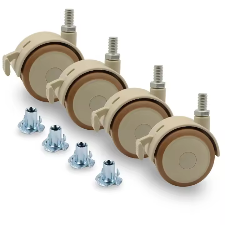 Ruedas Giratorias De Silla Para Muebles Con Freno 2" 4 Piezas Caster Reemplazo Con Eje Trenzado Soporta Hasta 90 Libras - 1