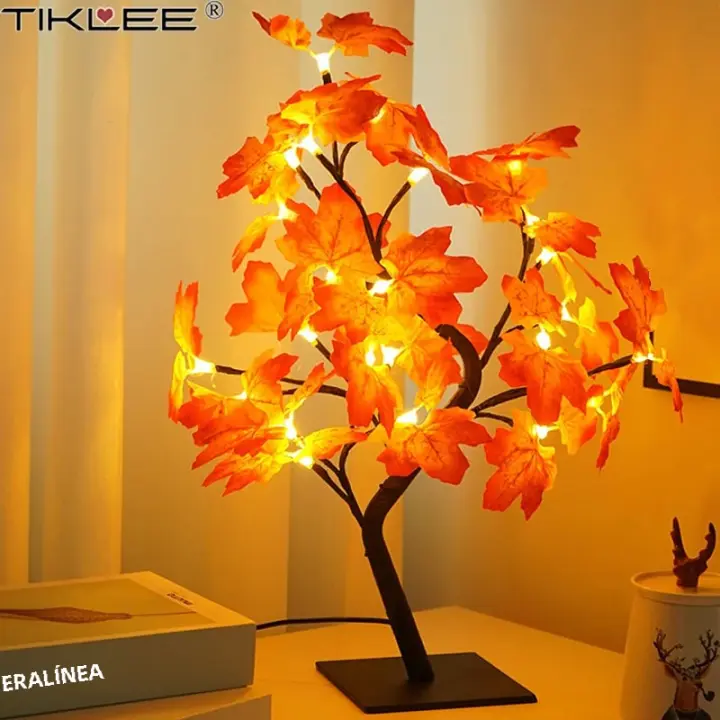 Luz De Noche Fairy Con 24 LED En Forma De Hoja De Arce Para Decoración De Boda Fiesta Halloween Luz De Árbol De Rosas USB Incluida - 1