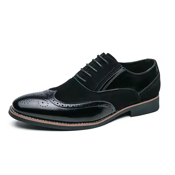 Zapatos De Negocios De Moda Para Hombre En Cuero Con Punto Y Lazo Zapatos De Boda Con Diseño De Brock Zapatos Casuales Transversales Para Adultos - 1