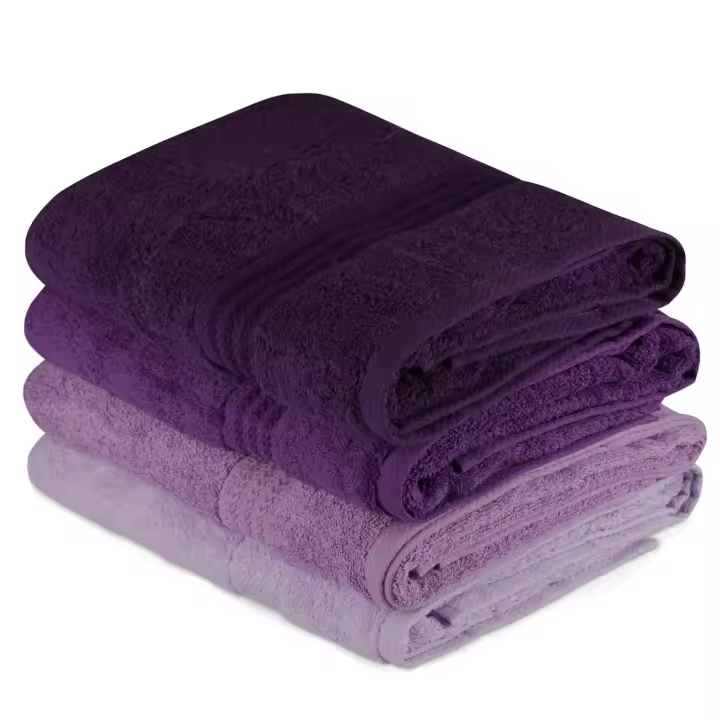 Wellhome Juego de Toallas de Baño Lila 100% Algodón 4 Piezas - Suavidad Garantizada - 1