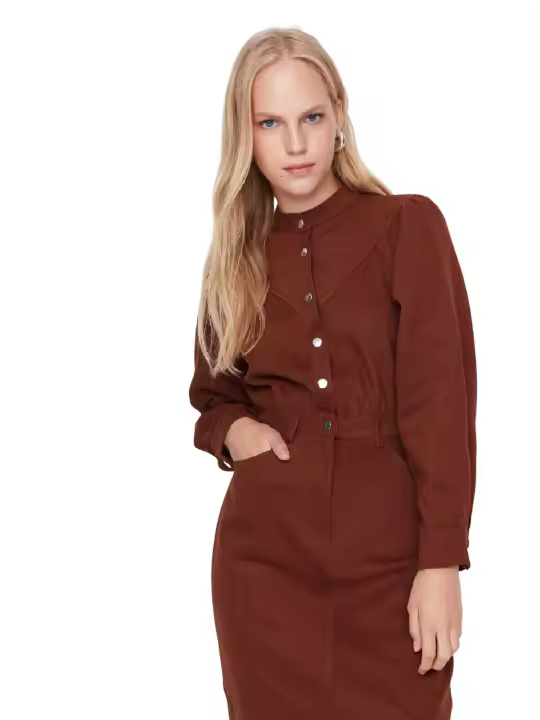 Trendyol Black Plain Mini Woven Dress Twoaw23El00427 - 1