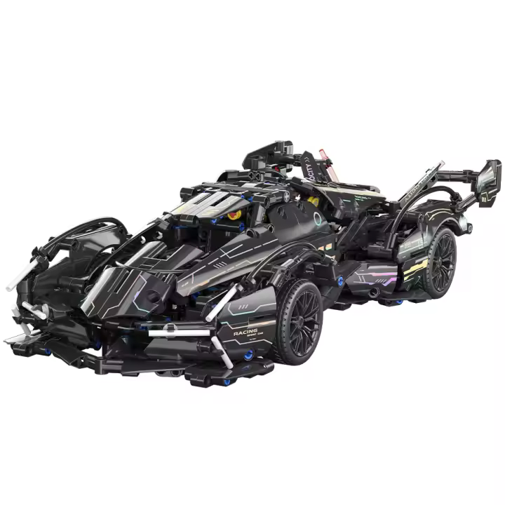 RC Tech Racer 1:14 DIY Roadster Bloque De Construcción Carro De Bloques Juguete Regalo De Cumpleaños Negro V12 Bloque Roadster - 1