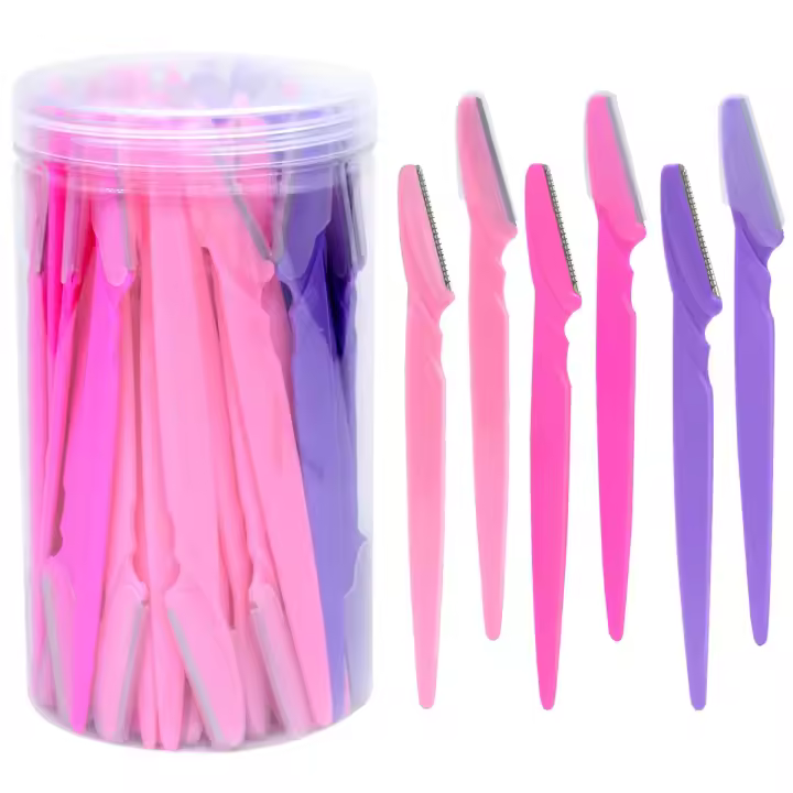 30Pcs/Bote Cepillo De Cejas Con Contenedor Afeitadora De Cejas Segura Herramientas De Corte Para Eliminación De Vello - 1