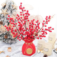 Decoración De Navidad Artificial Rama De Uvas Rojas Para Vaso Flores Falsas Para El Hogar Adornos De Árbol De Navidad Accesorio De Plantas - details 0