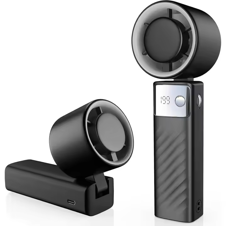 Ventilador de mano - Mini ventilador plegable - Ventilador portátil - Ventilador - Ventilador de turbina - Control de velocidad 1-199 - Pantalla LED - Batería de 4000 mAh - Adecuado para exteriores, camping, viajes, deportes - 1