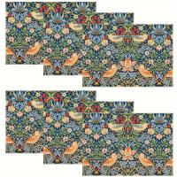 Mantelos De Lino Resistente Al Calor Con Estampado Floral De Pimpernel Y Pájaros Para Comedor Y Fiestas En Rojo Verde Azul - details 7