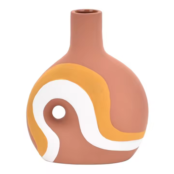 ORIGEN Home Decor Jarrón Jarrones Y Portavelas | Jarrón Marrón - 18x15x7cm 31063 - 1