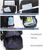 Mochila escolar, para Mujeres y Niñas, USB, De Gran Capacidad, informal, de Stitch, Rosa, multicolor, 46*29*16cm - details 3