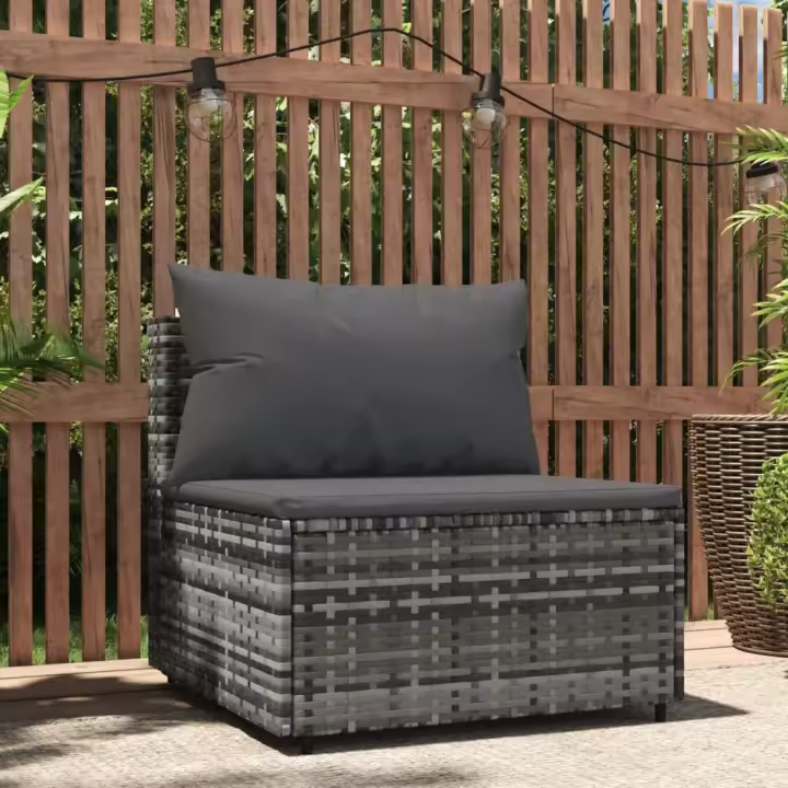 Sofá Central del Jardín with los mejores Precios en Polyrattan Gris - 1