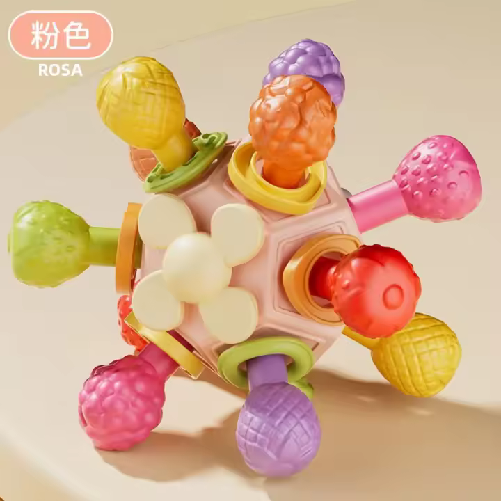 Juguete De Enseñanza Temprana Para Bebés Montessori Sensory Rotativo De Silicona Bola De Masticación Para Niños Recién Nacidos Y Niños Pequeños Desarrollo Inteligente - 1