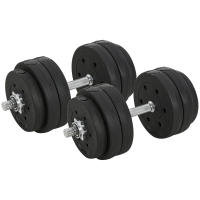 HOMCOM Juego de Mancuernas Ajustable 30KG con Barra de Conexión de Acero y Discos Desmontable Juego de Pesas para entrenamiento en Casa Gimnasio Oficina Negro - details 0