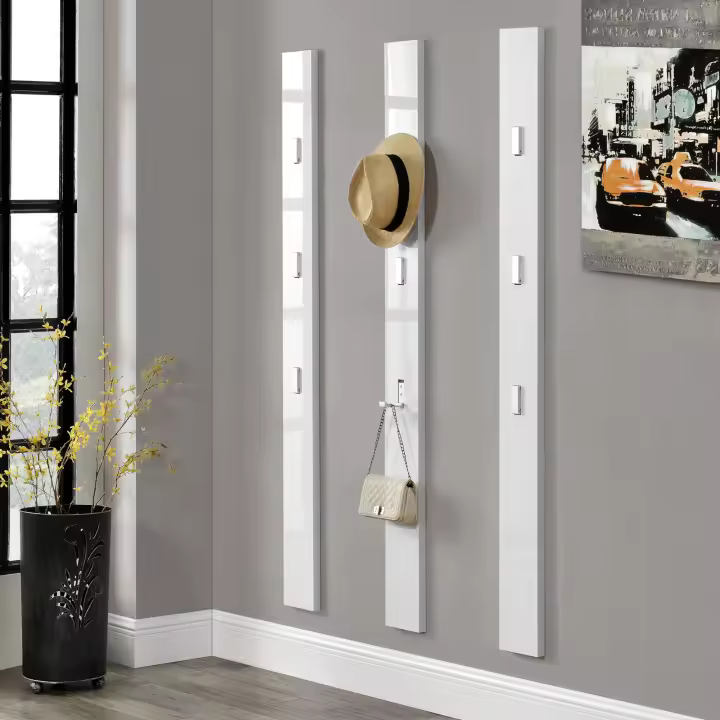 [en.casa] Perchero de pared con ganchos - percha de pared para ropas - blanco - 1