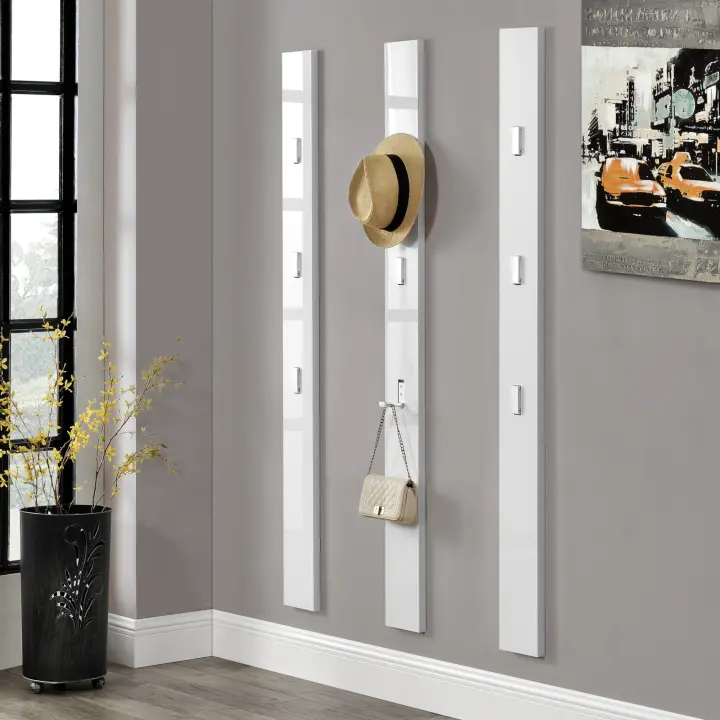 [en.casa] Perchero de pared con ganchos - percha de pared para ropas - blanco - 1