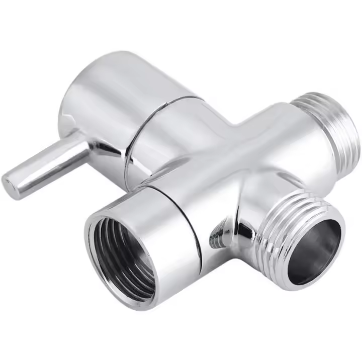 Separador de tuberías de 3 vías en forma de T, Divisor de grifo de latón duradero Acabado en cromo, Mezclador de ducha termostático Grifo Mano a Mano Montaje en pared - 1