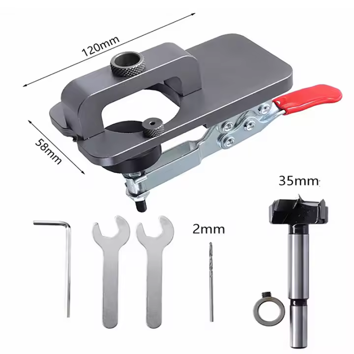 Juego De Guía Para Perforación De Bisagras Ocultas 35mm Herramienta De Carpintería Para Aberturas Y Armarios Localizador De Agujeros - 1