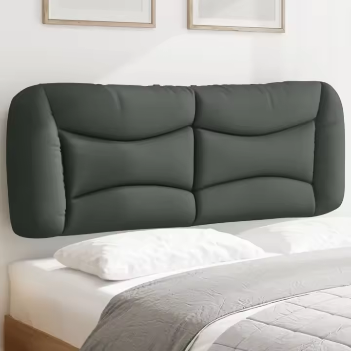 vidaXL Cabecero de cama acolchado tela gris oscuro 120 cm - 1