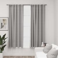 vidaXL Cortinas Opacas con Ganchos Look de Lino 2 Piezas Salón Ventana Color Azul,  Beige,  Gris y mas - details 2
